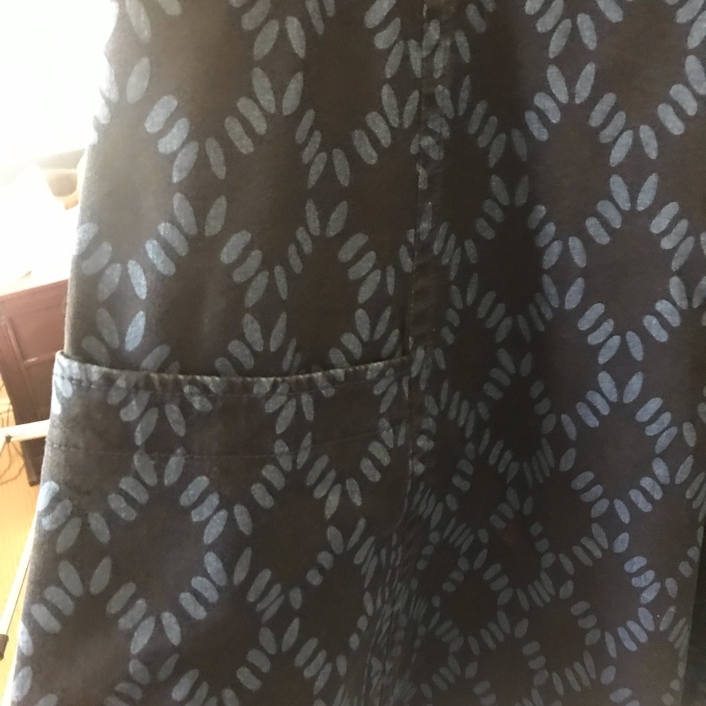 Anthropologie sleeveless fitted back zip with pocket patterned denim dress
